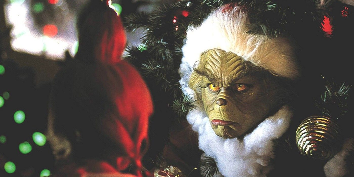 The grinch hides in the Christmas tree in How the Grinch Stole Christmas