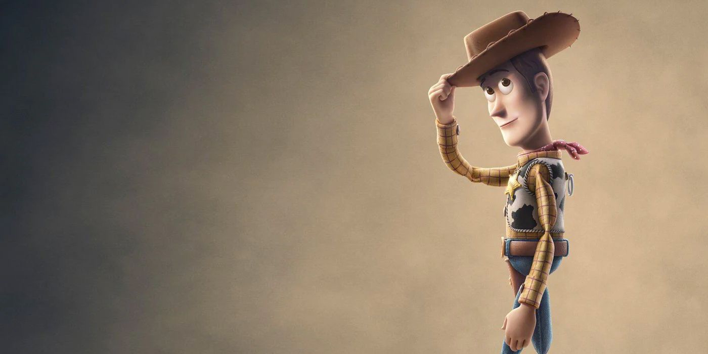Toy Story 4 Woody standing on the poster's artwork