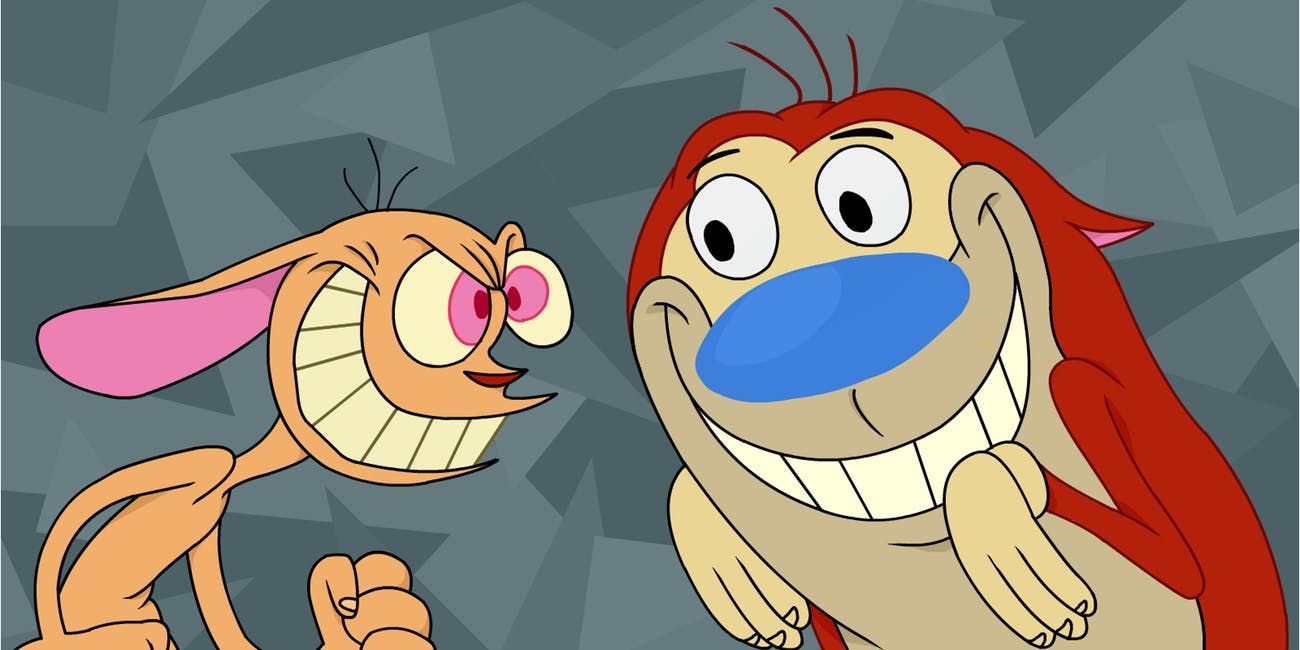 Ren and Stimpy smiling in The Ren &amp; Stimpy Show