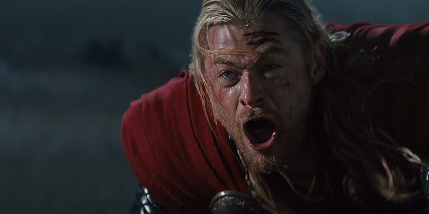 Thor with a head wound in Thor: The Dark World
