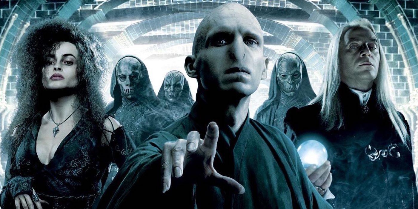 voldemort and the death eaters in a promo image for Harry Potter and the Order of the Phoenix.