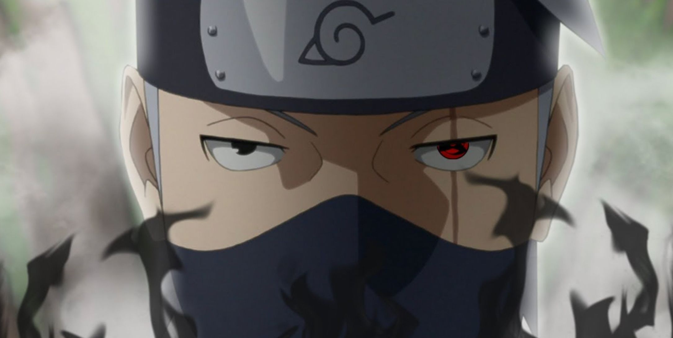 A closeup of Kakashi Hatake in battle