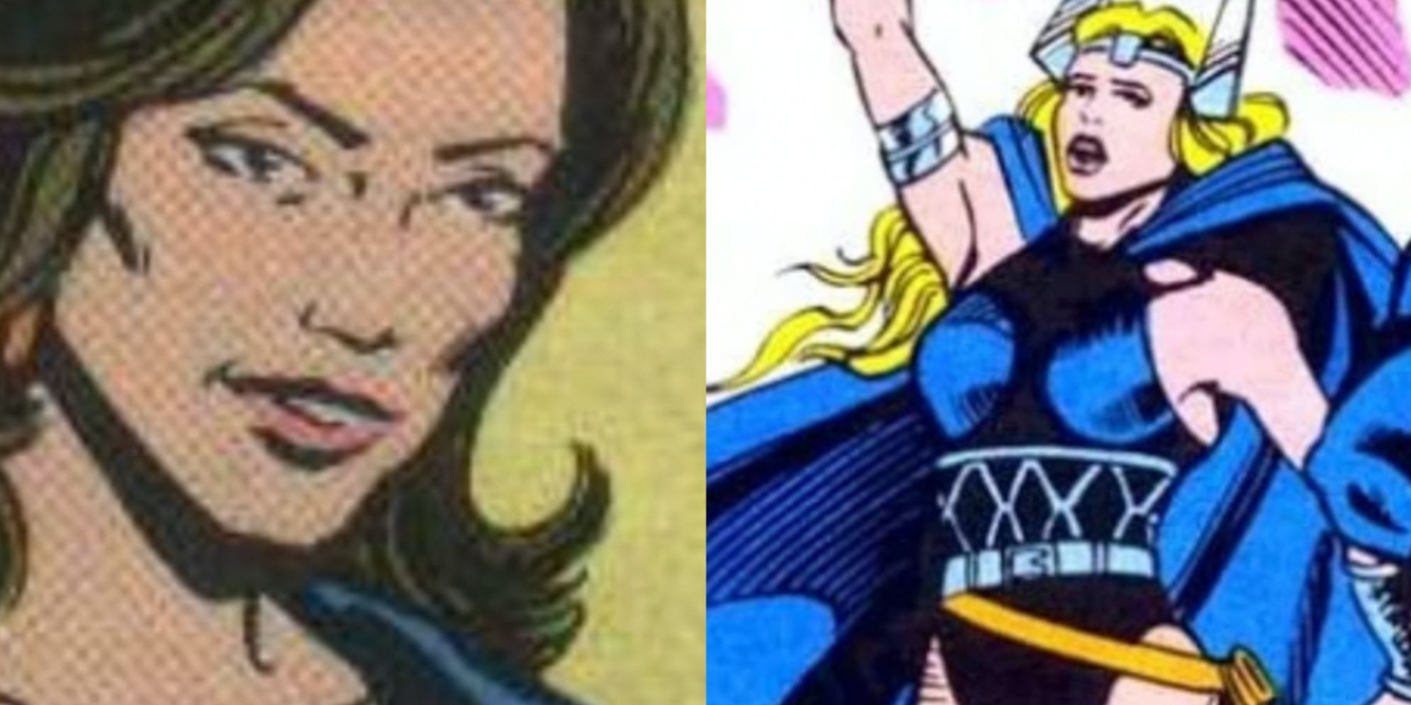 A split image features Sian Bowen and her version of Valkyrie in Marvel Comics