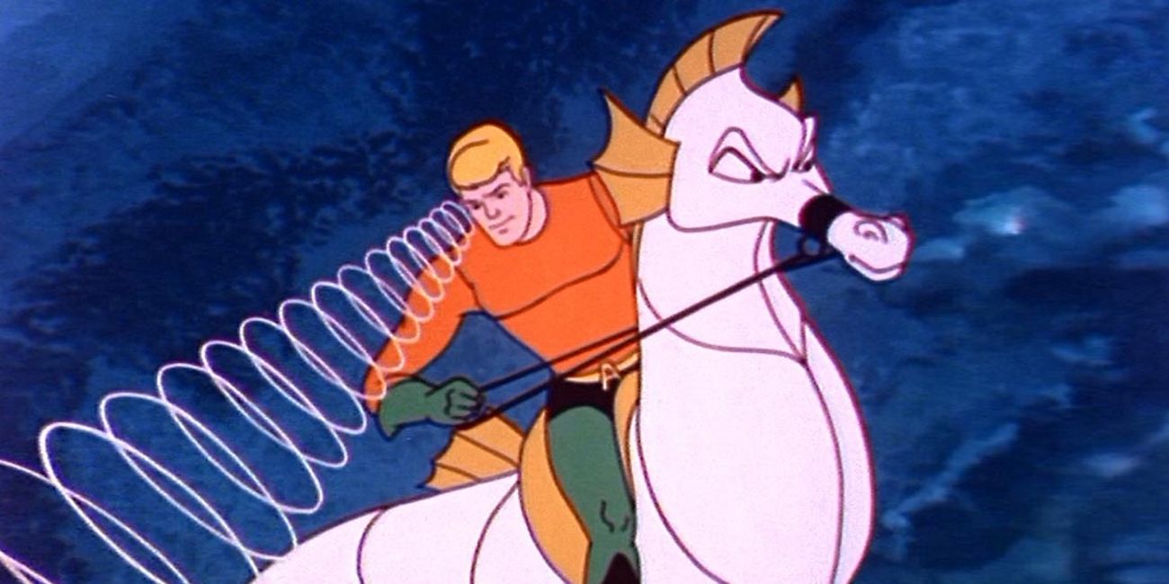 Aquaman is using his radar powers in an episode of Super Friends.