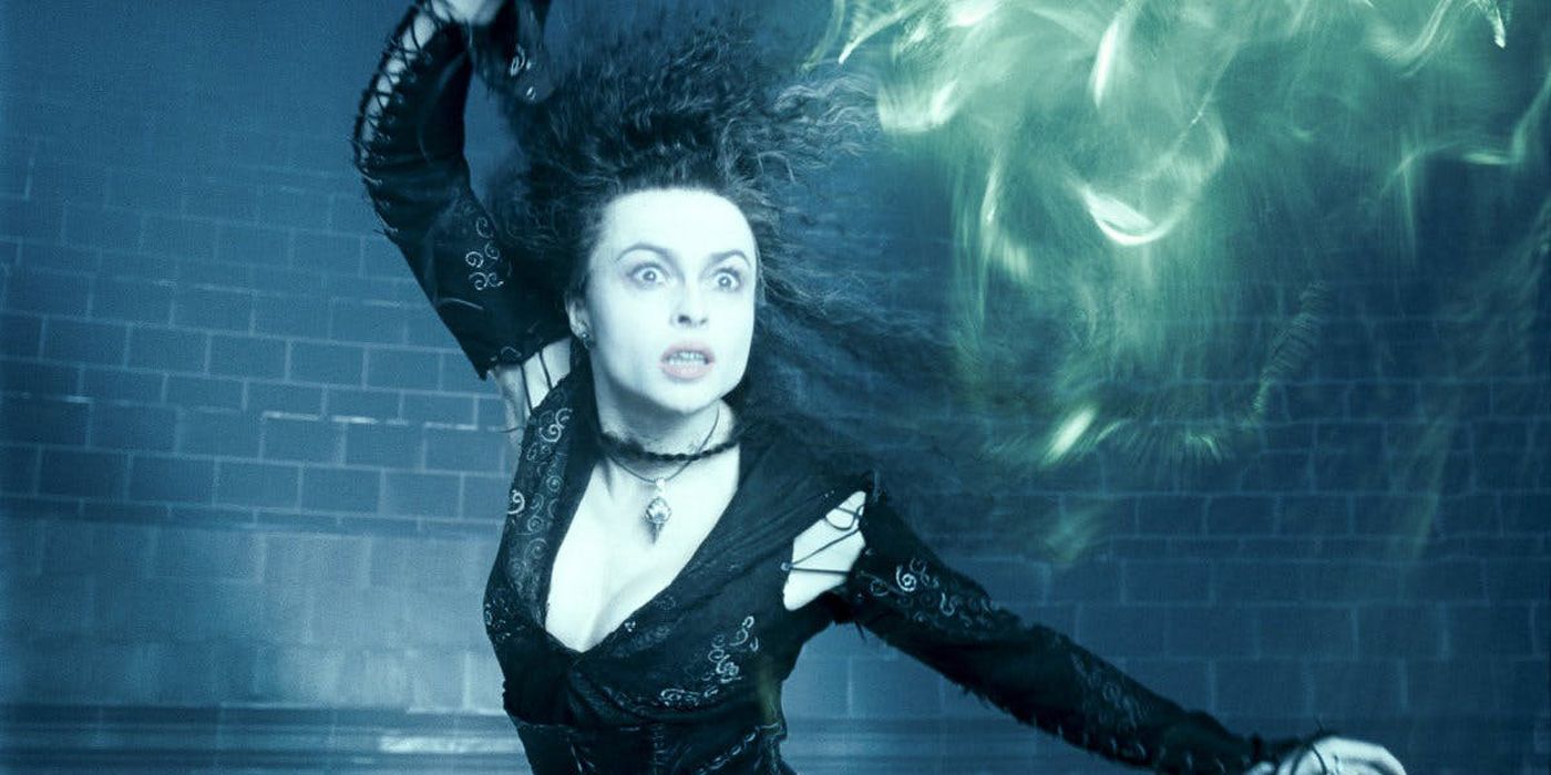 Bellatrix Lestrange casting a spell.