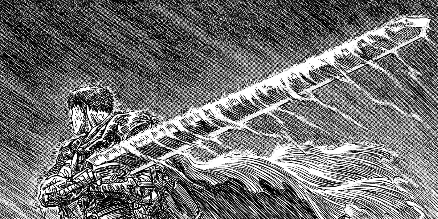 Berserk Manga Guts Swings Sword