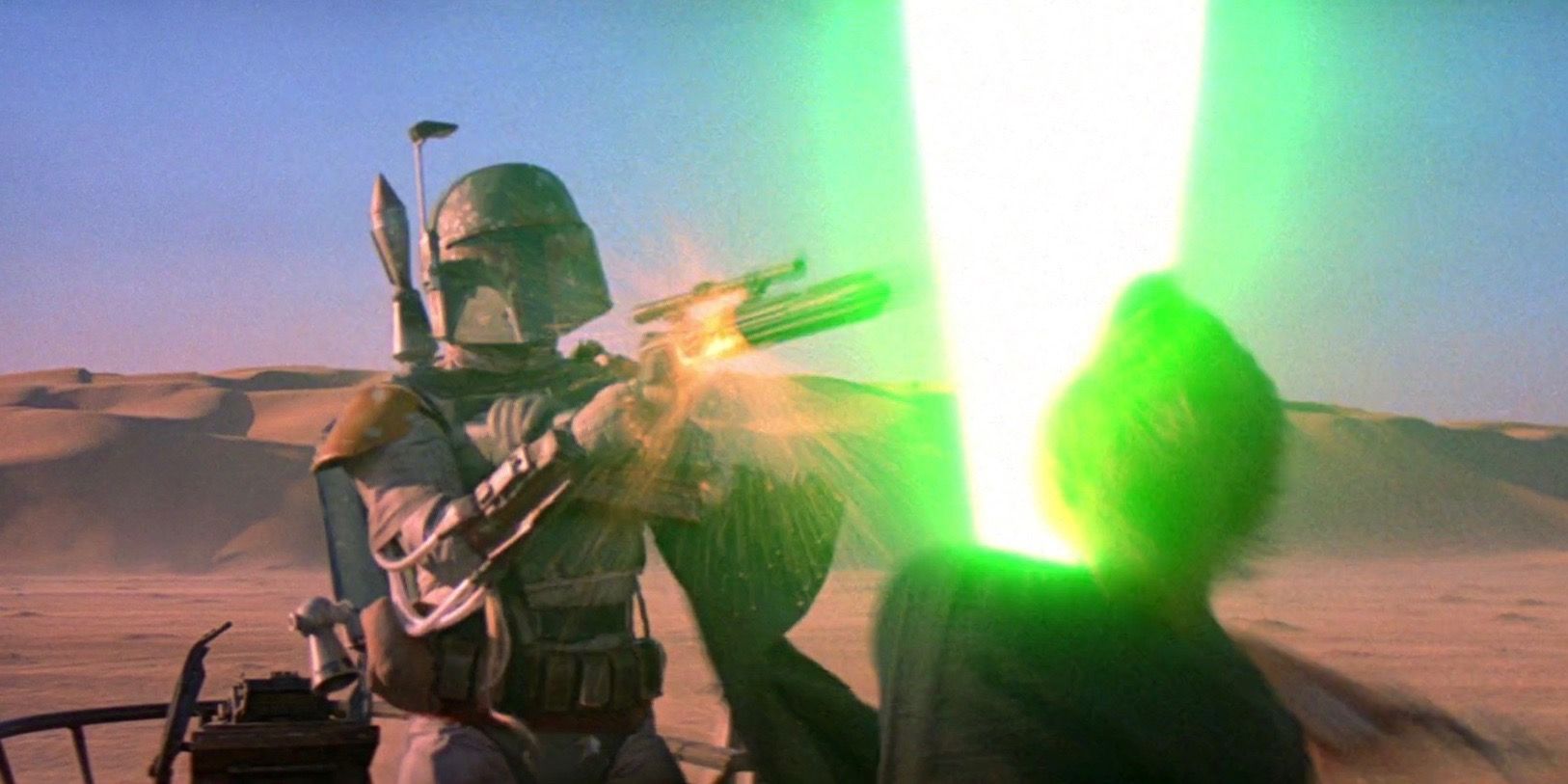 Boba Fett and Luke Skywalker in Star Wars Episode VI Return of the Jedi