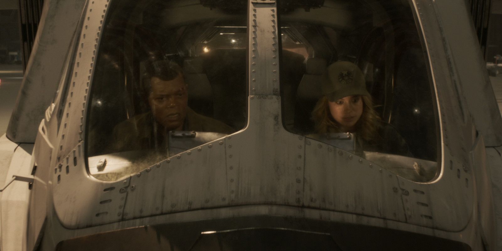 Captain Marvel Carol Danvers Nick Fury in Cockpit