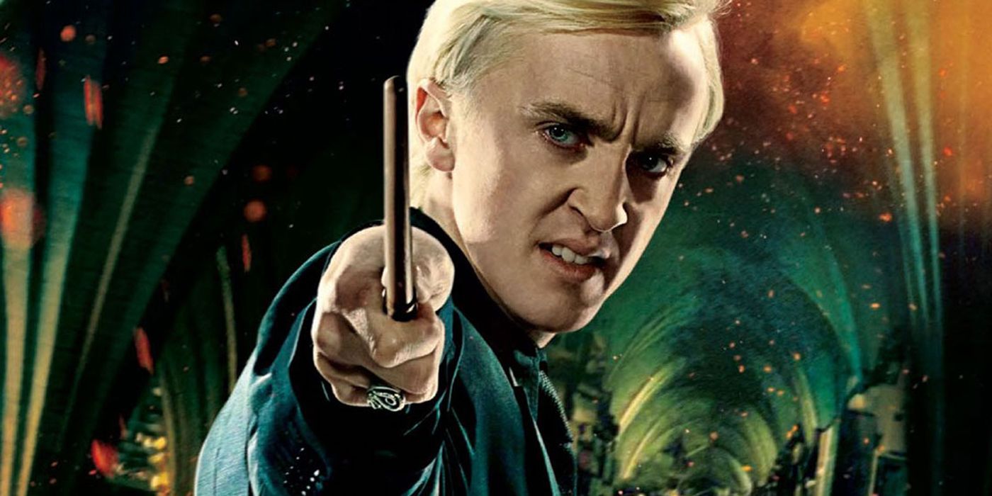 Draco Malfoy aiming his wand.