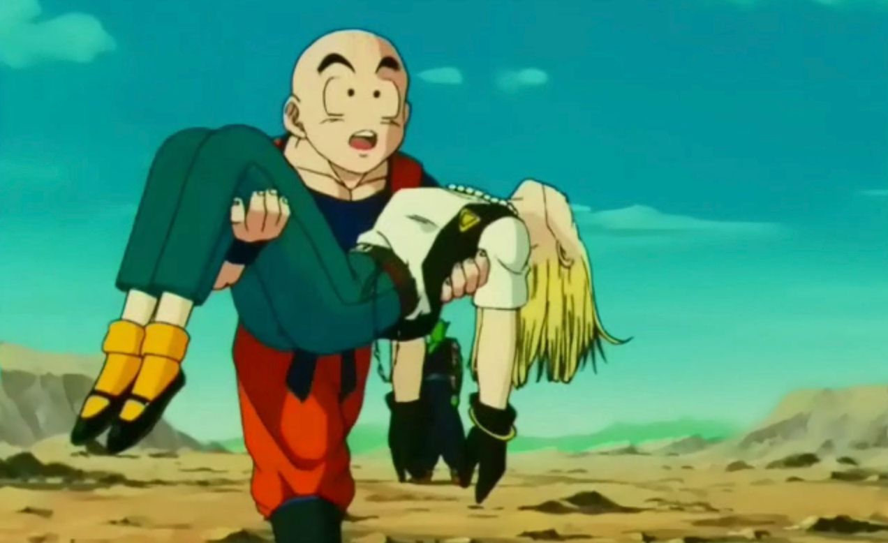 Dragon Ball Krillin Carries Android 18