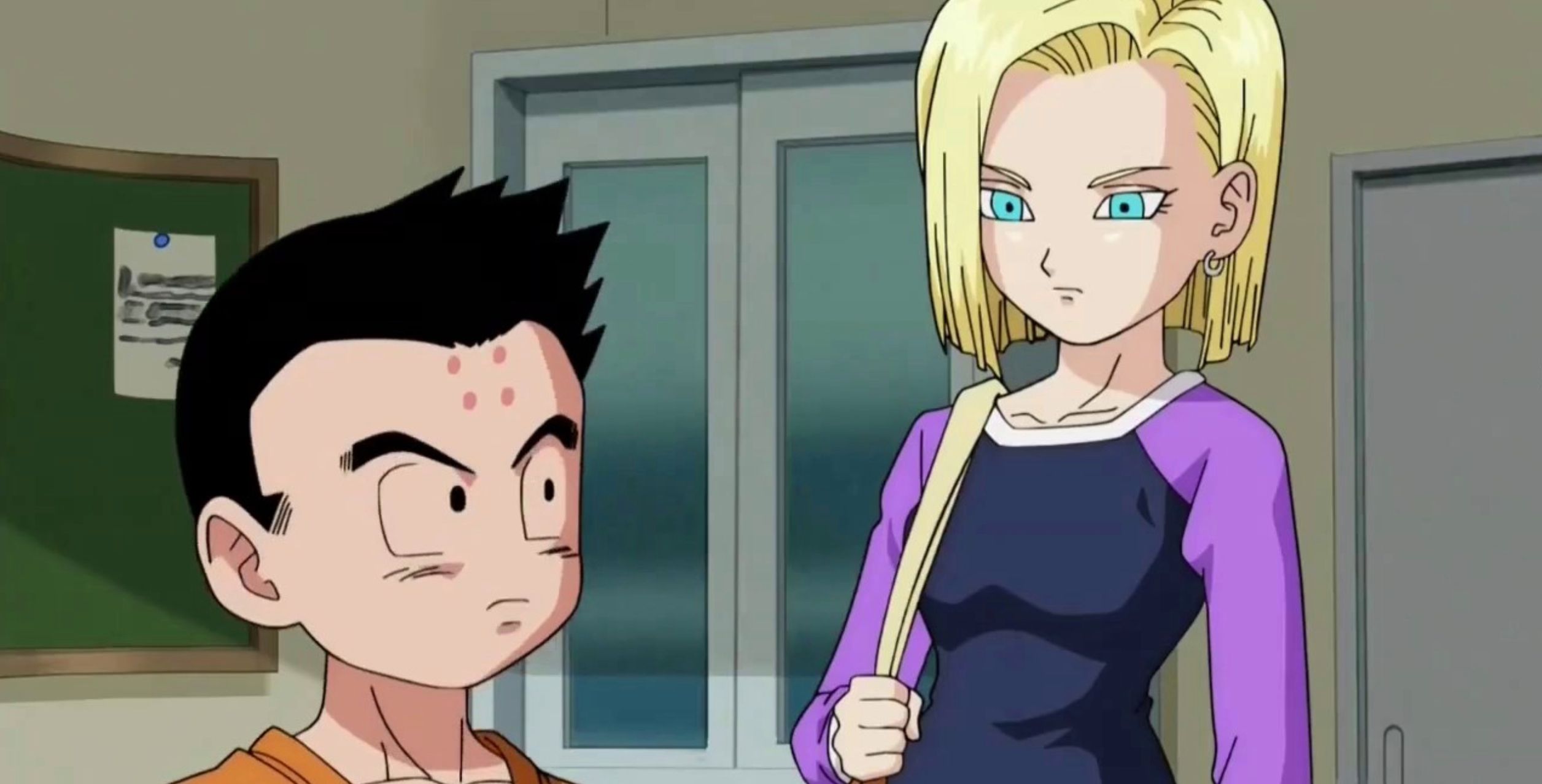 Krillin with Android 18 in Dragon Ball