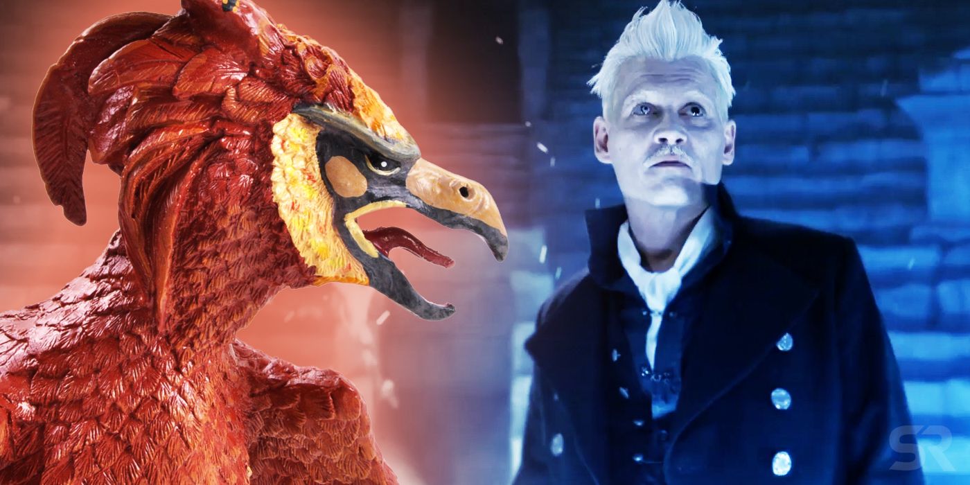 Grindelwald and Fawkes the Phoenix in Fantastic Beasts