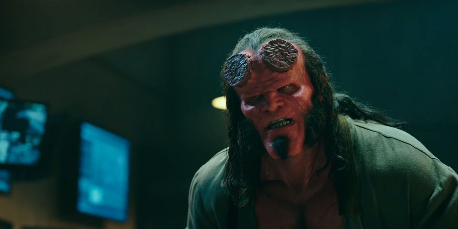 Angry Hellboy in the 2019 film