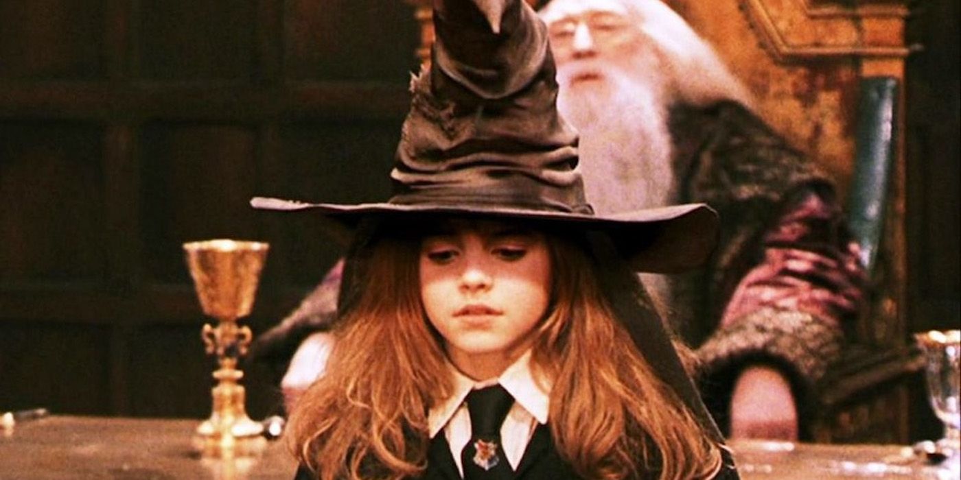 Hermione With the Sorting hat on her head in Harry Potter