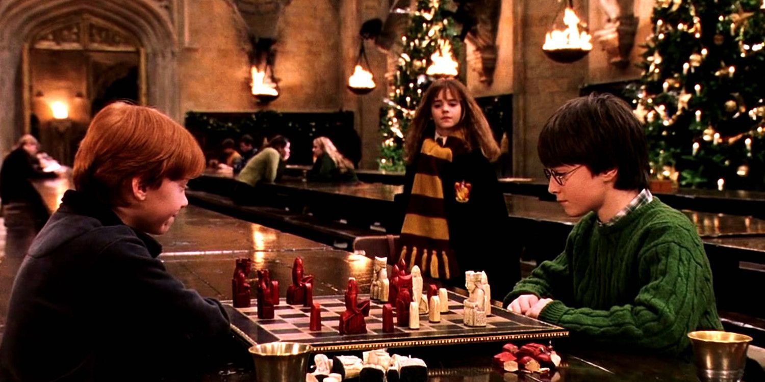 Hogwarts at Christmas Harry Potter and the Sorcerer's Stone Philosopher's Stone Ron Weasley Hermione Granger Wizard Chess