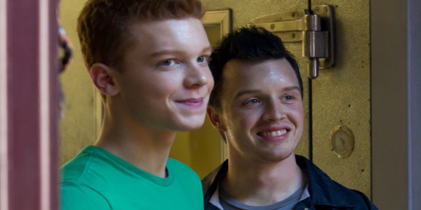 Ian and Mickey smiling on Shameless.