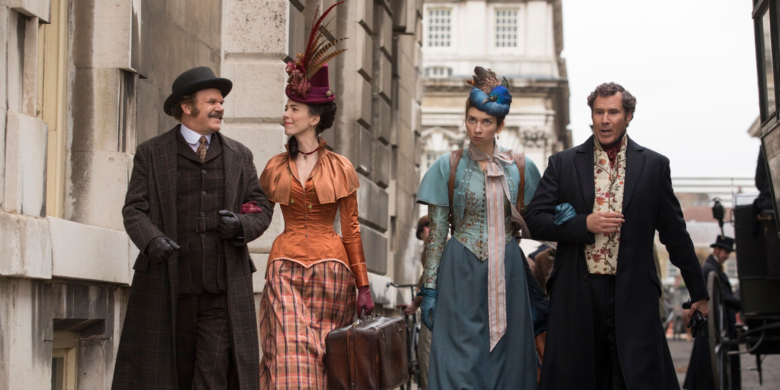 John C. Reilly, Rebecca Hall, Lauren Lapkus, and Will Ferrell in Holmes and Watson