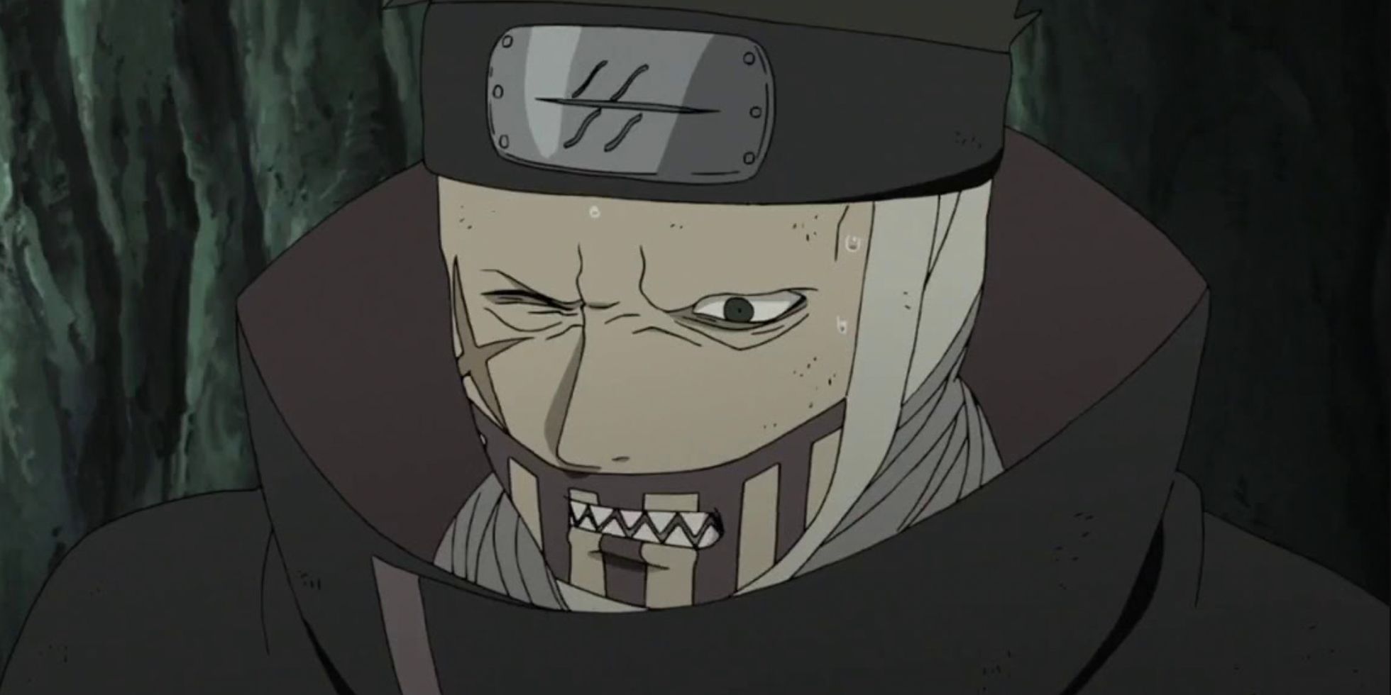 Juzo Biwa glares in the cave in Naruto