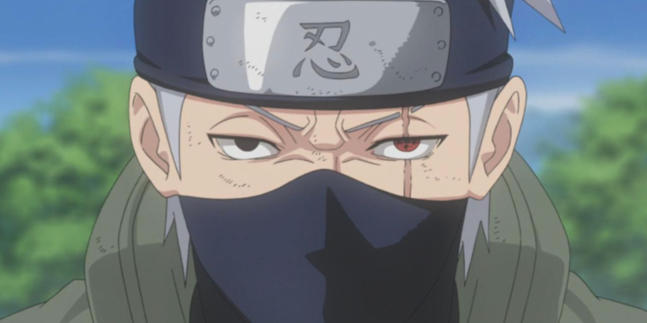 Kakashi glares ahead in Naruto Shippuden