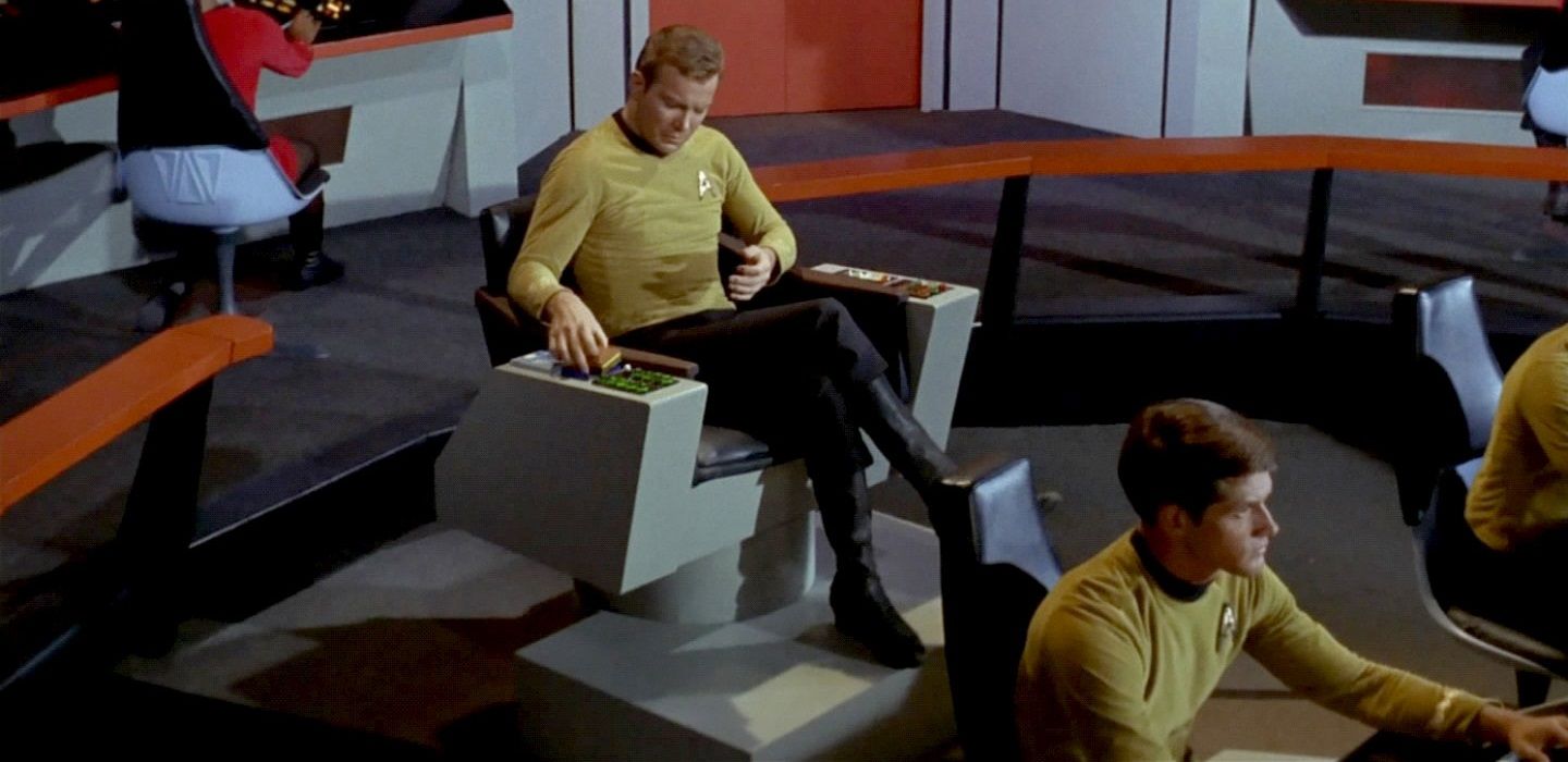 Kirk in the captain's chair