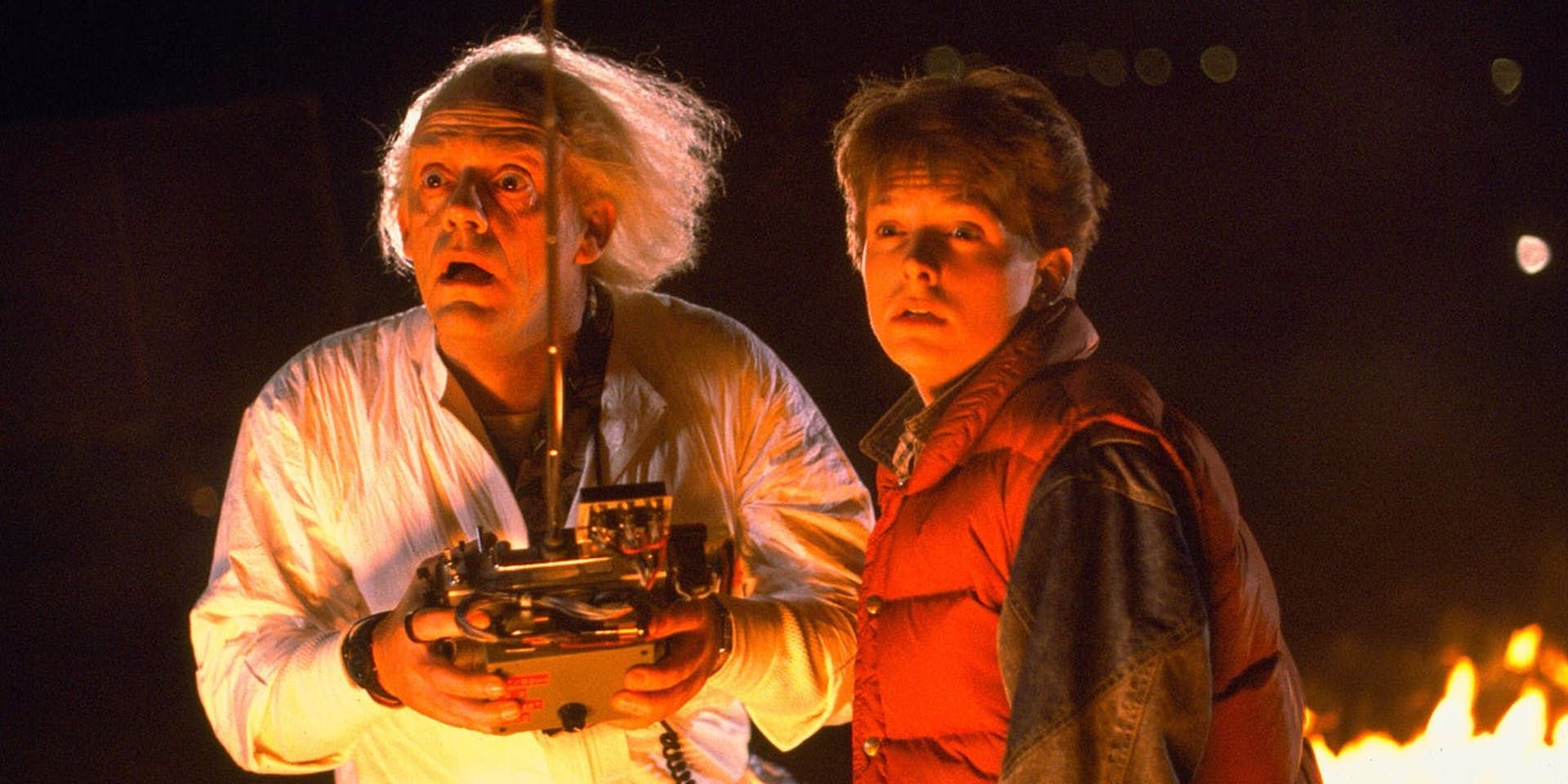 Michael J. Fox and Christopher Lloyd in Back to the Future