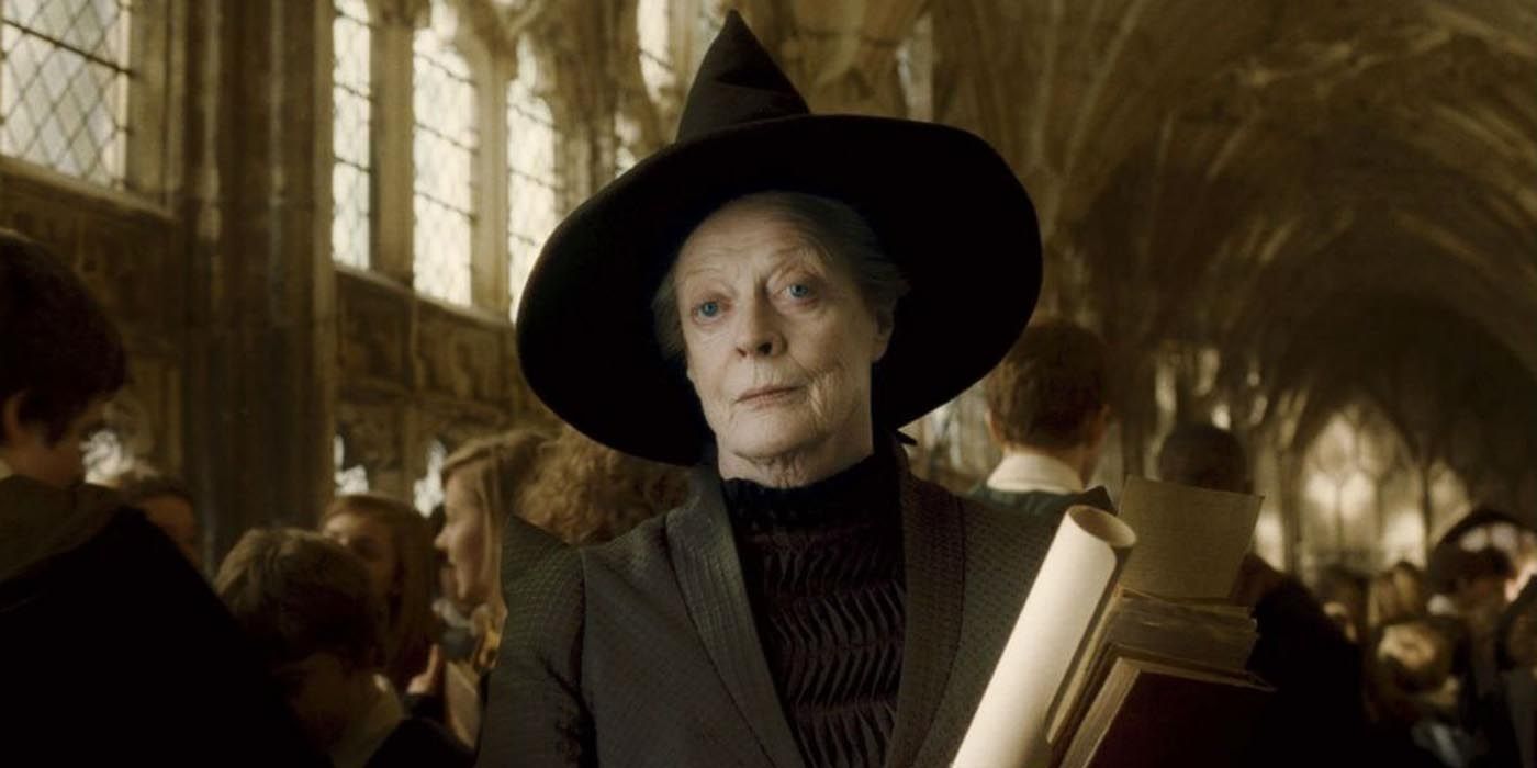 Minerva McGonagall at Hogwarts in Harry Potter.
