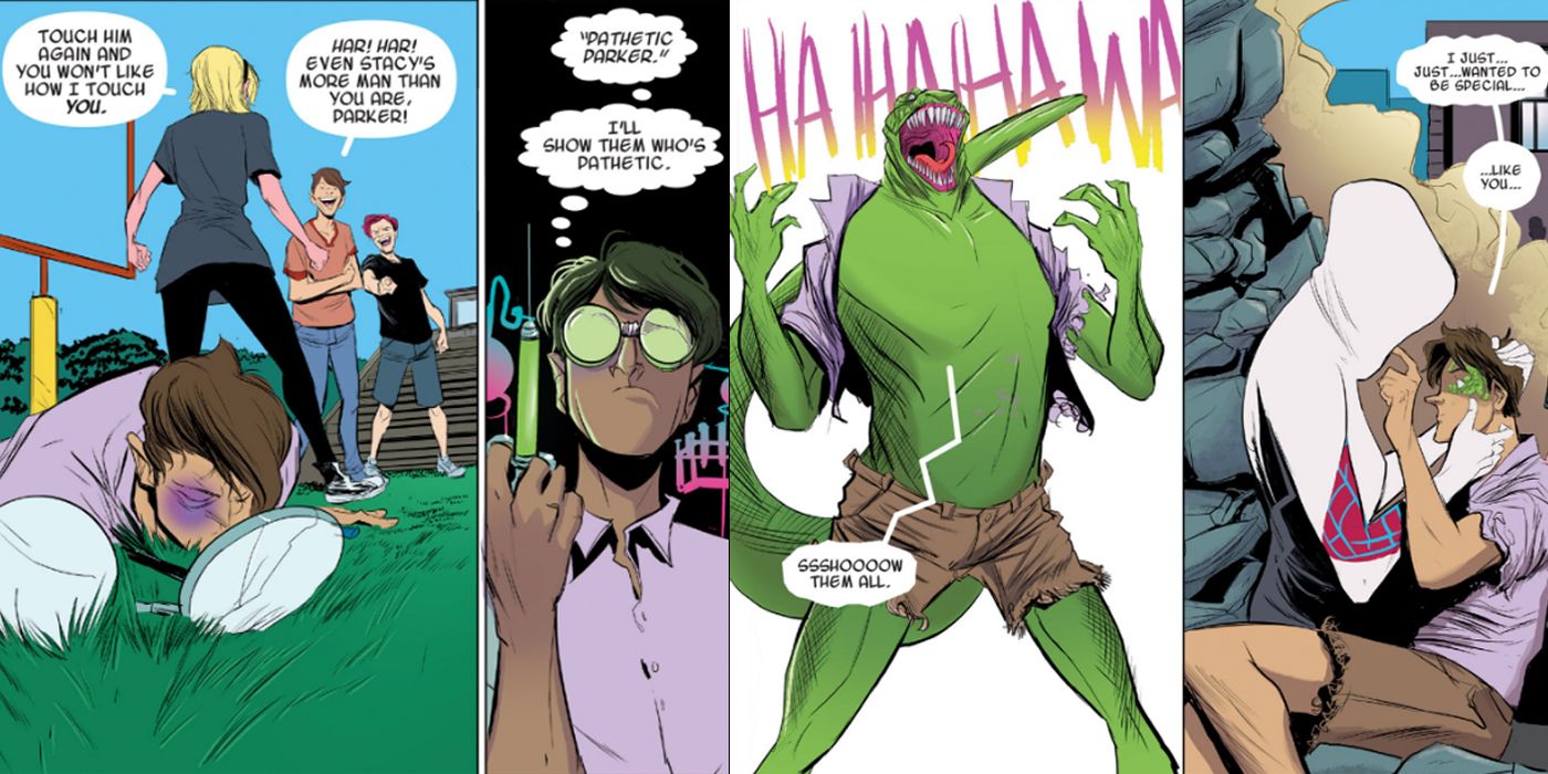 Peter Parker becomes the Lizard in Spider-Verse comics.
