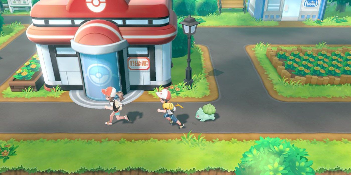 Bulbasaur, Eeve and Pikachu in Lets Go Pikachu