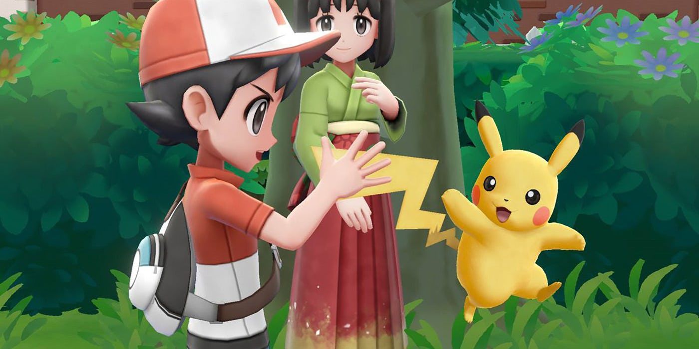 The trainer and Pikachu from Let's Go Pikachu