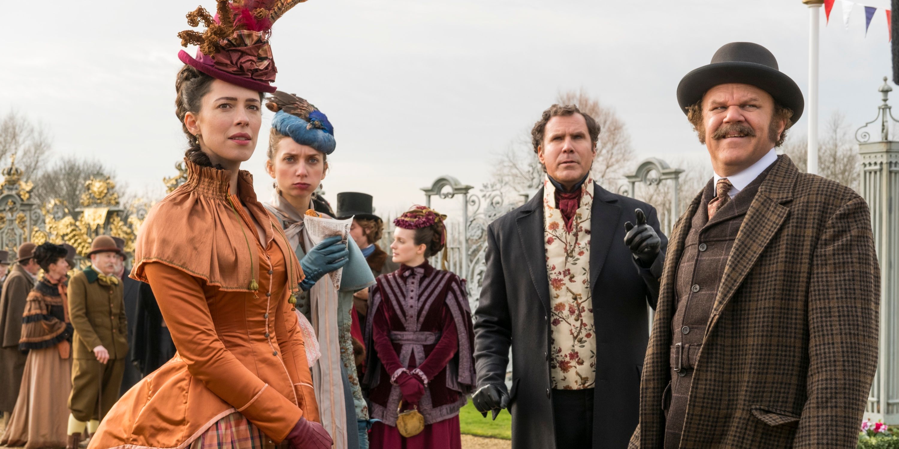 Rebecca Hall, Lauren Lapkus, Will Ferrell and John C. Reilly in Holmes and Watson