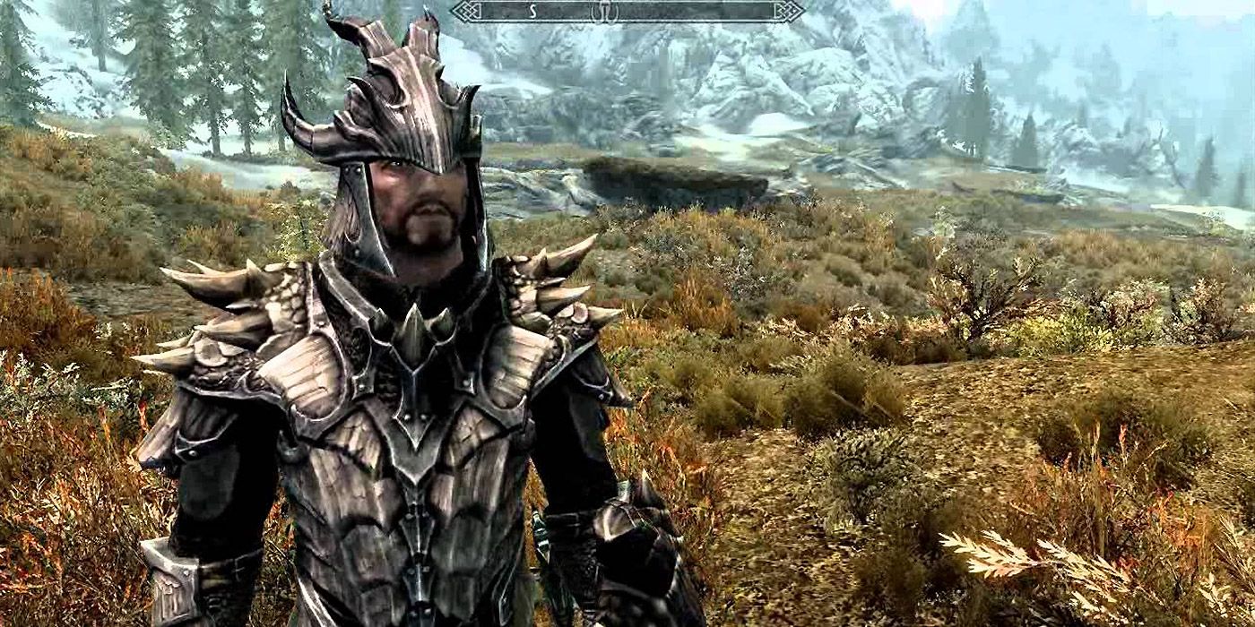 The Dragonborn wearing Dragonscale Armor in Skyrim.