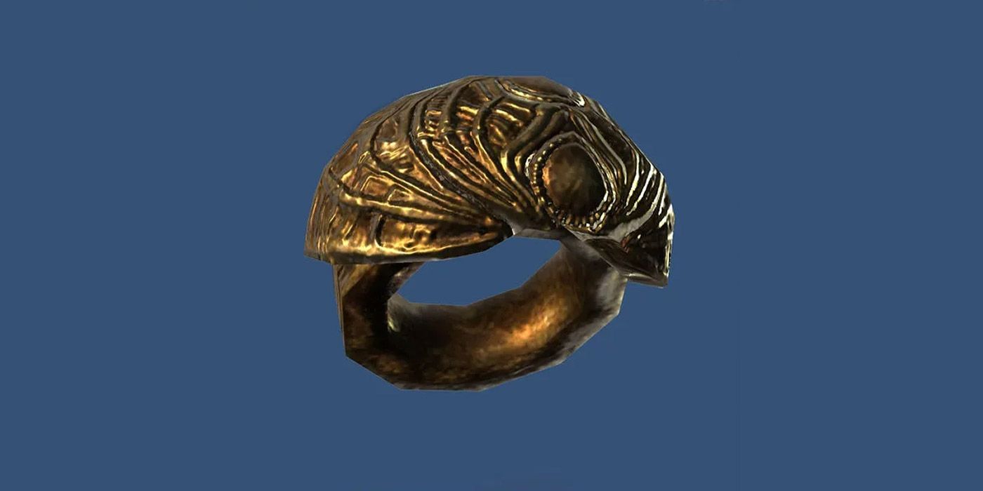 A closeup of the Ring of Namira in Skyrim