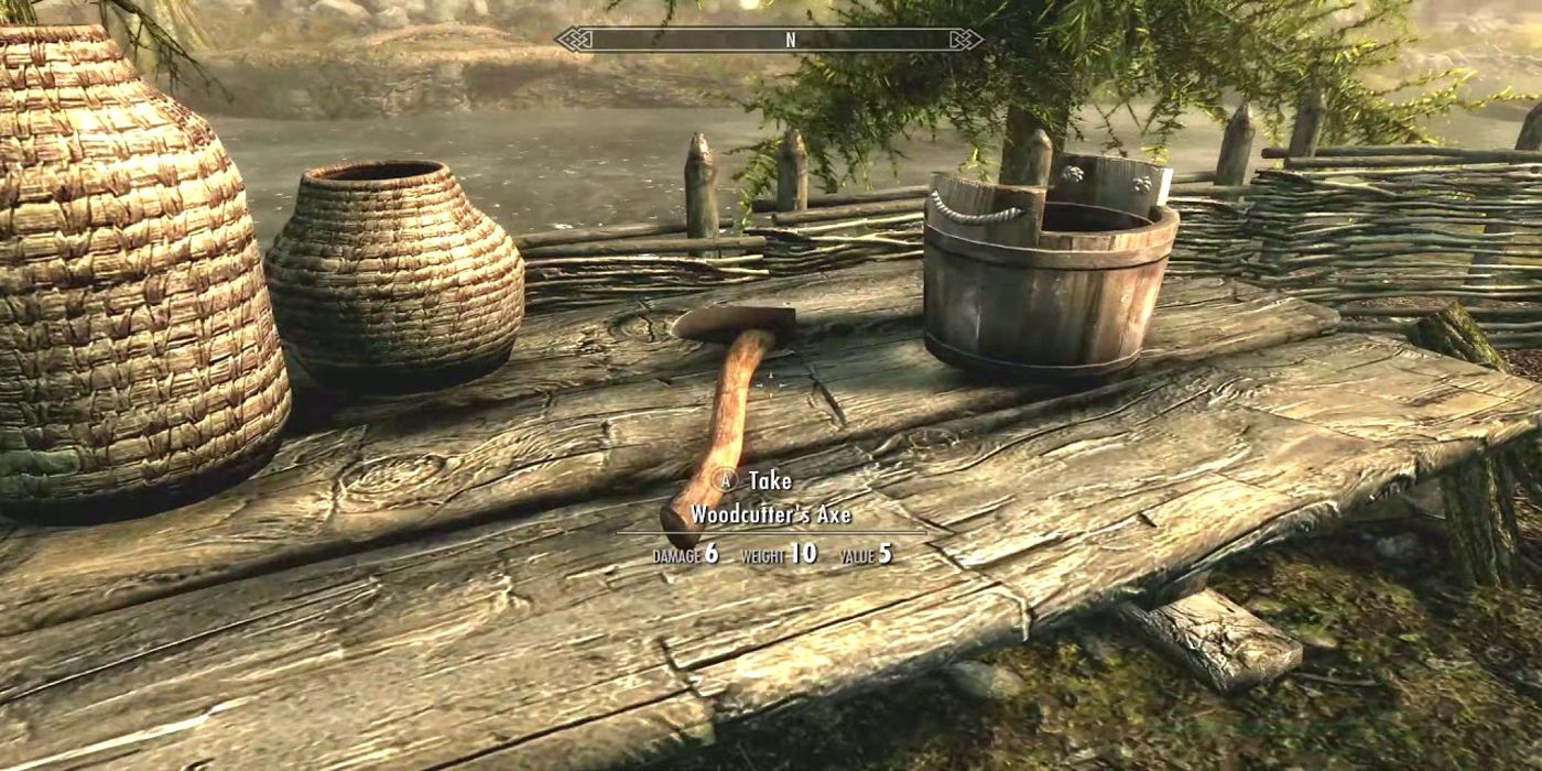 The woodcutter's axe weapon in The Elder Scrolls V: Skyrim.