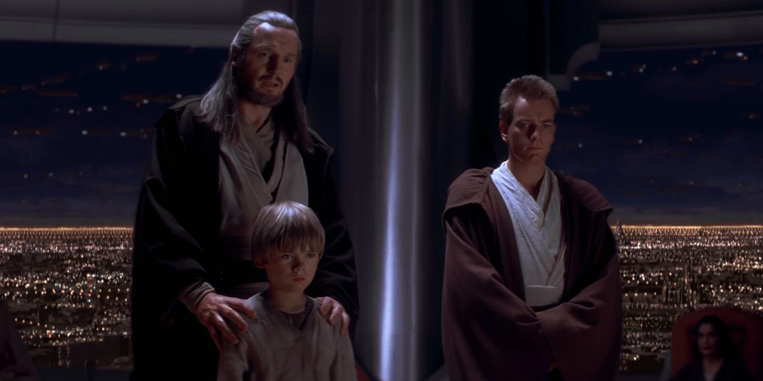 Qui-Gon Jinn and Obi-Wan Kenobi talk to the Jedi Council About Training anakin in The Phantom Menace