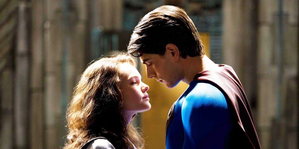 Superman and Lois Lane about to kiss in Superman Returns