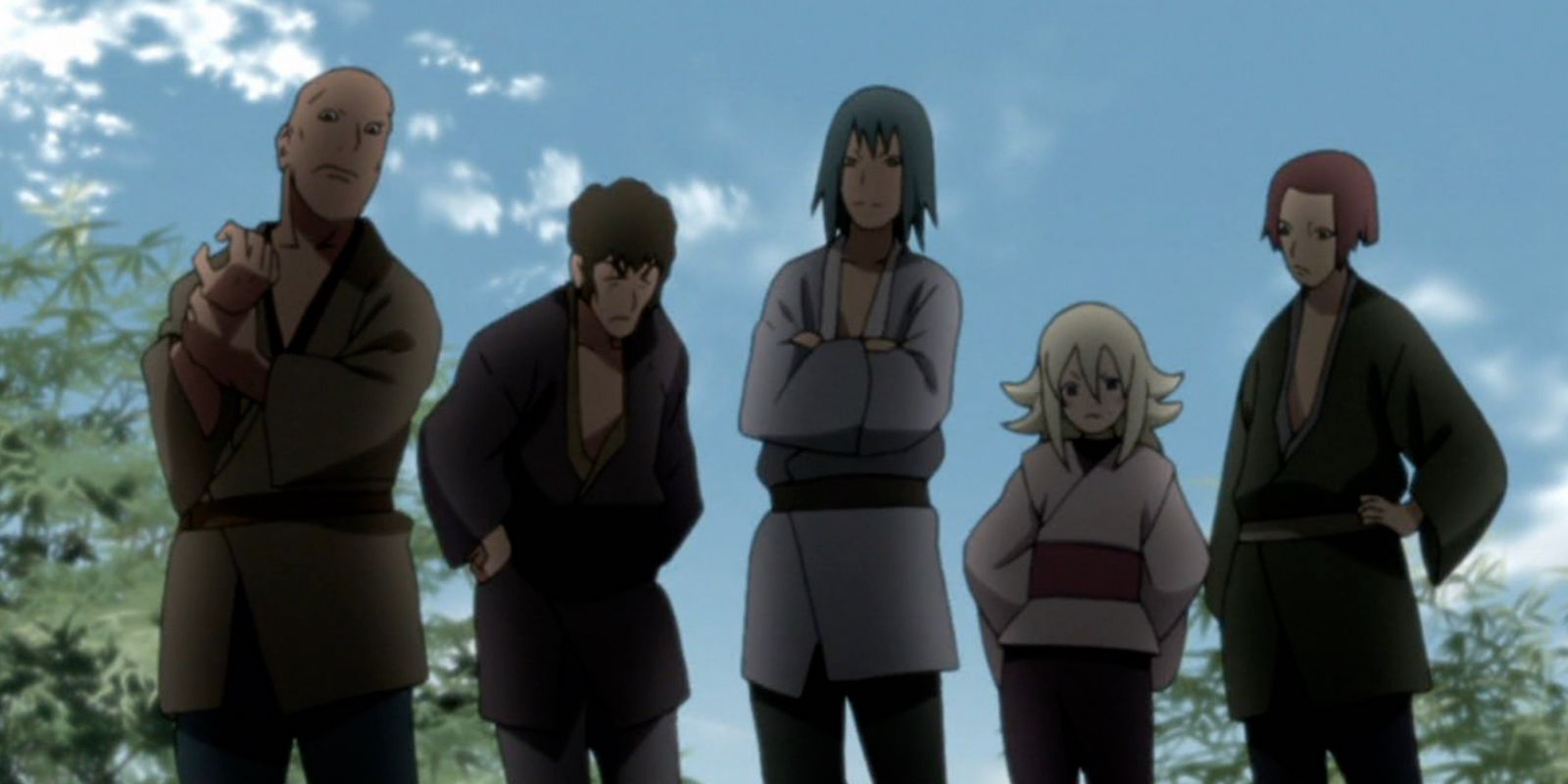 The Dark Thunder group stands in shadow in Naruto Shippuden