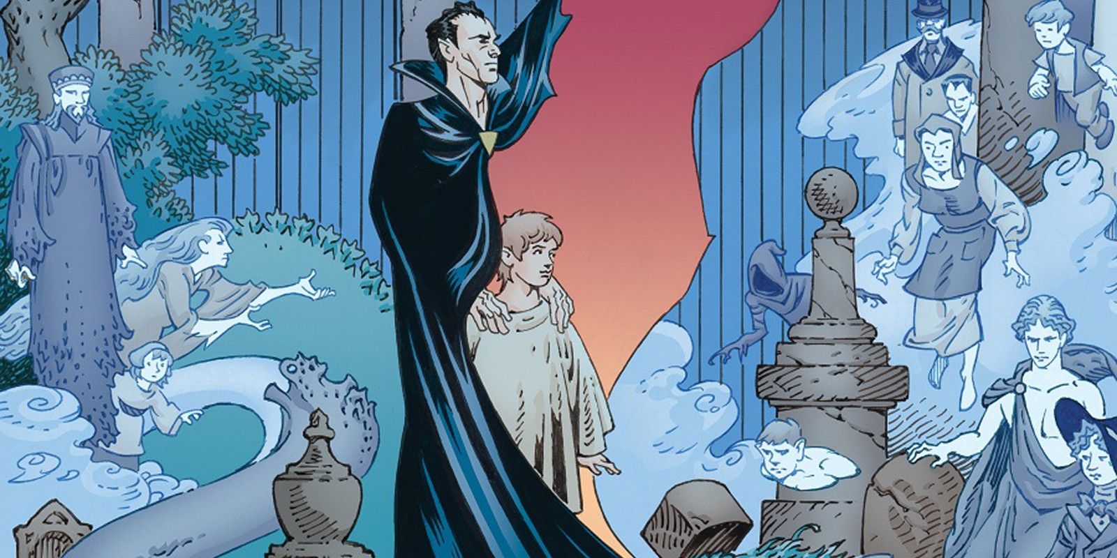 Silas and Bod on the cover of Neil Gaiman's Graveyard Book