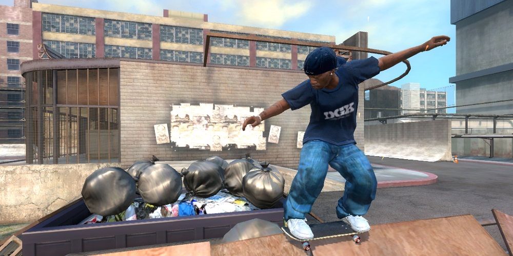 A skater grinds on a ramp in Tony Hawk's Project 8