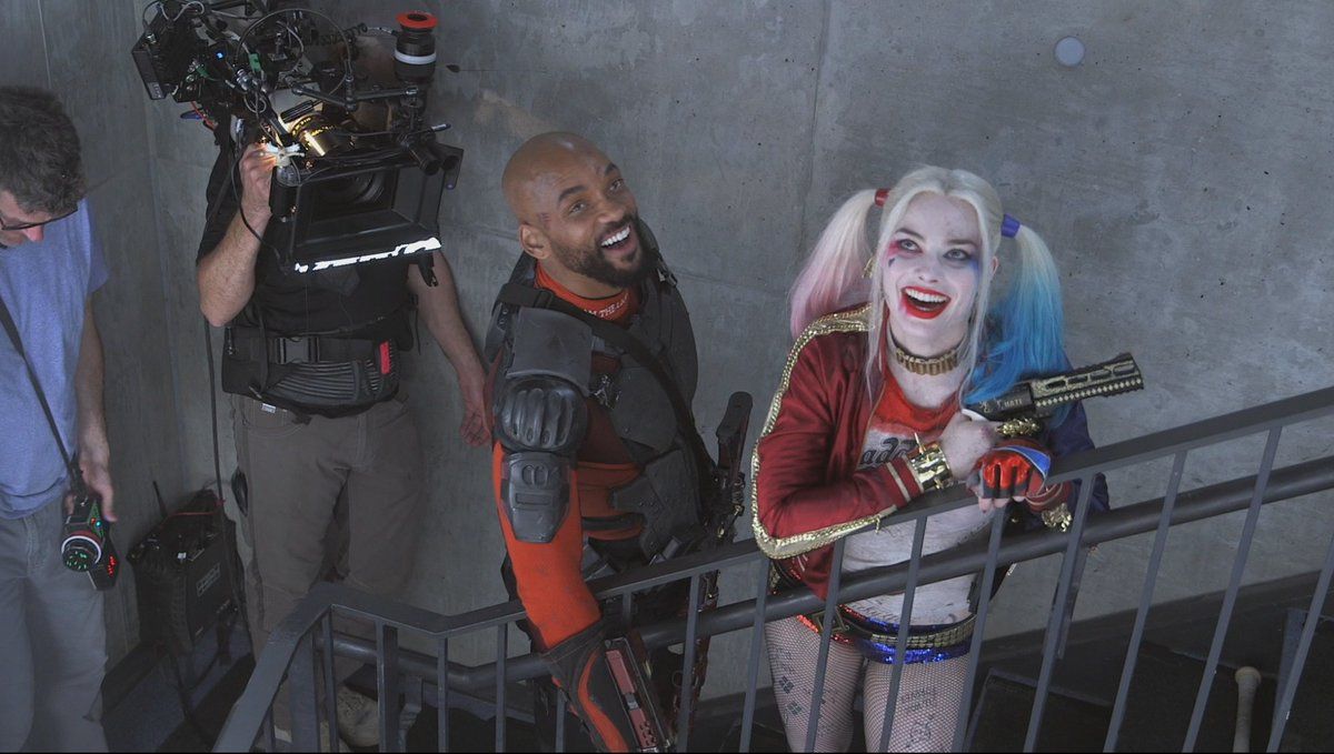 Will Smith and Margot Robbie in Suicide Squad Behind the Scenes