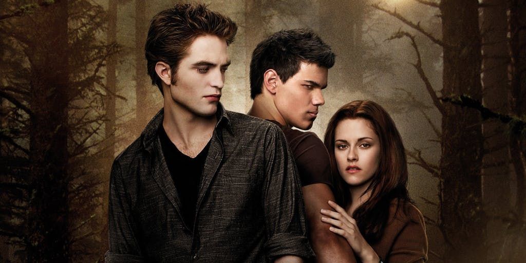 Edward, Bella and Jacob on the poster of New Moon.