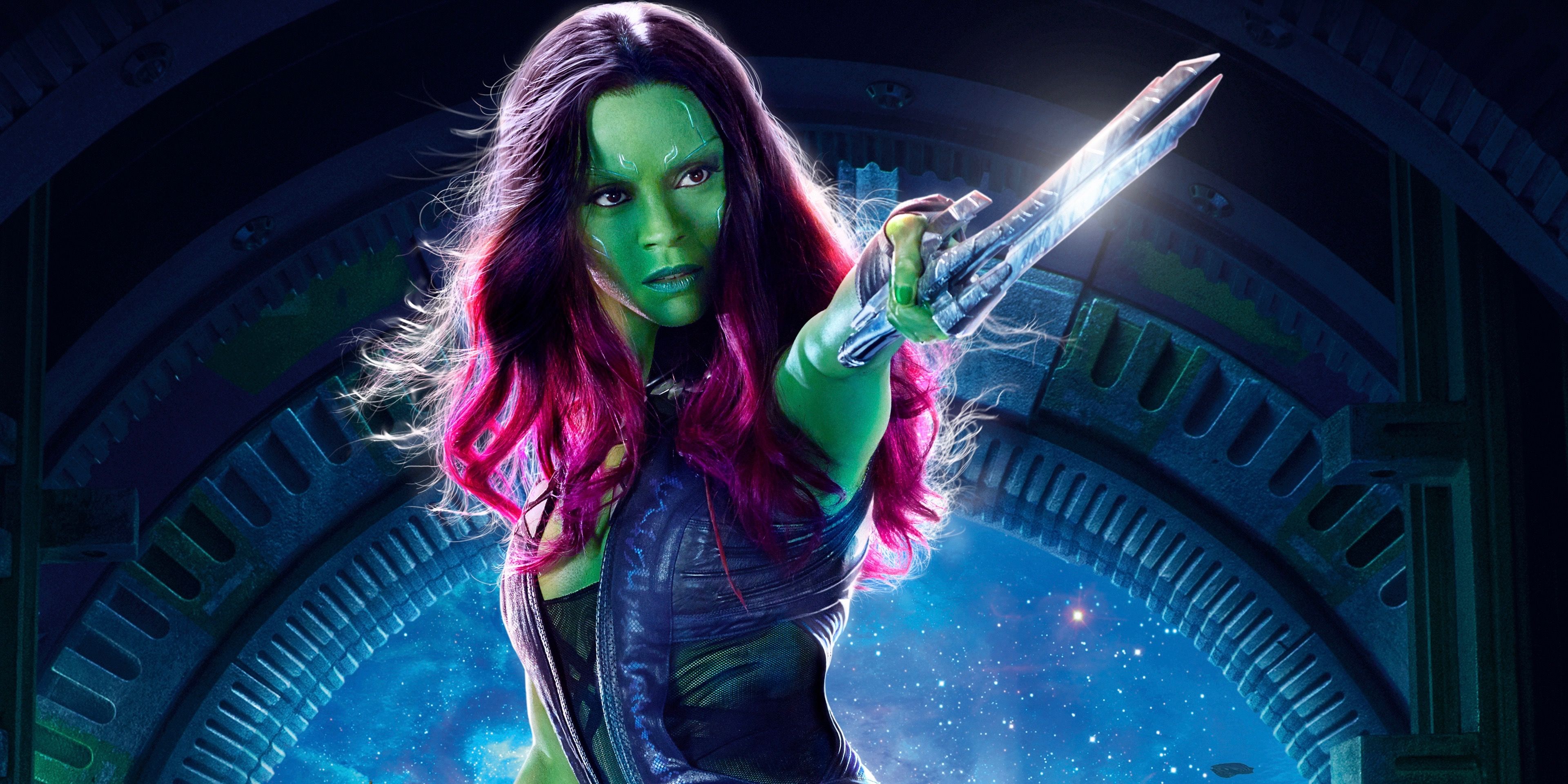 Gamora brandishes her blade in a poster for the MCU