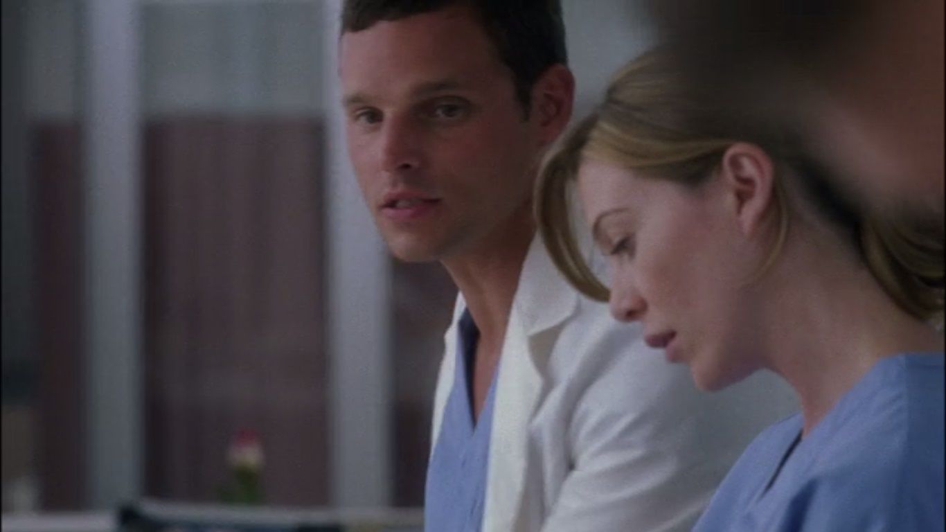 Alex in pilot with Meredith on Grey's Anatomy.