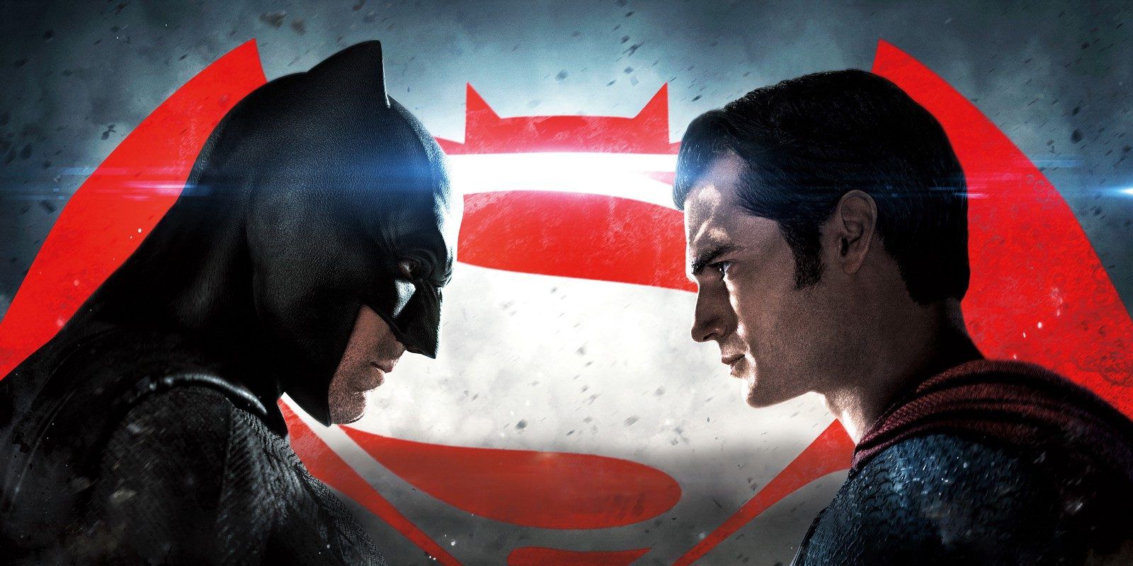 Batman V Superman Dawn of Justice poster with Batman and Superman staring at one another