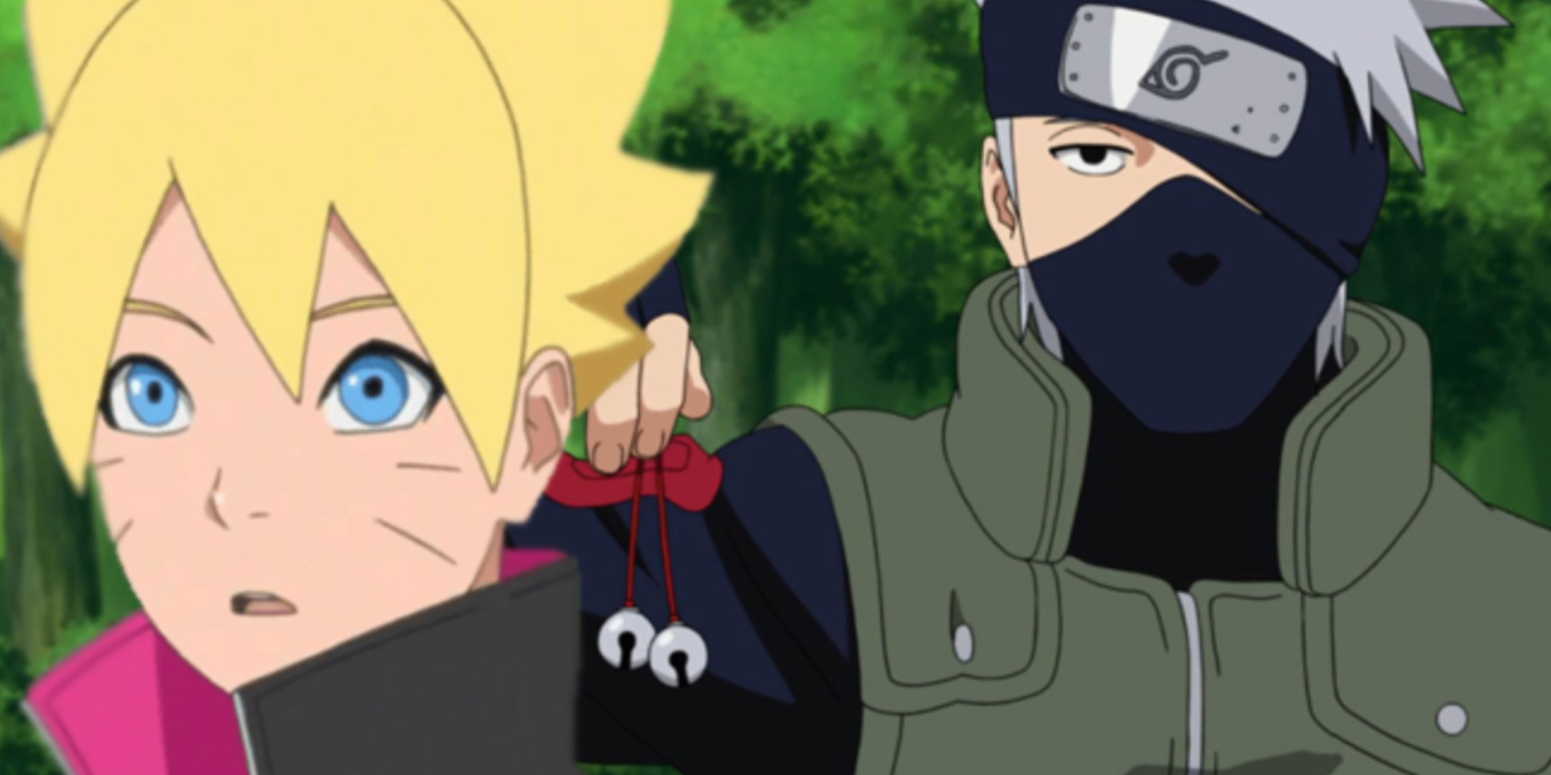 Boruto turns away from Kakashi during the Bell Test