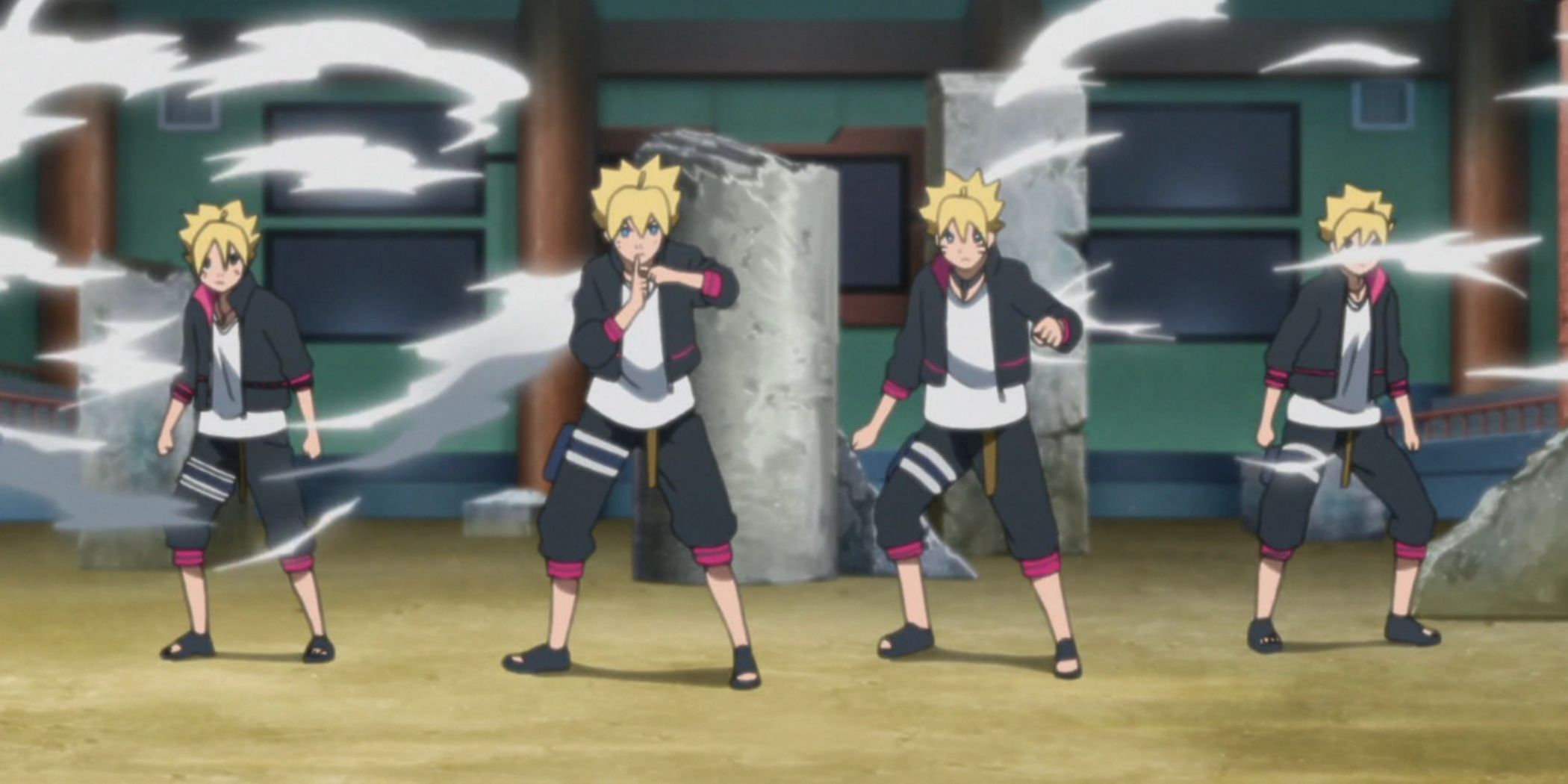 Boruto with his shadow clones in the first season of Boruto