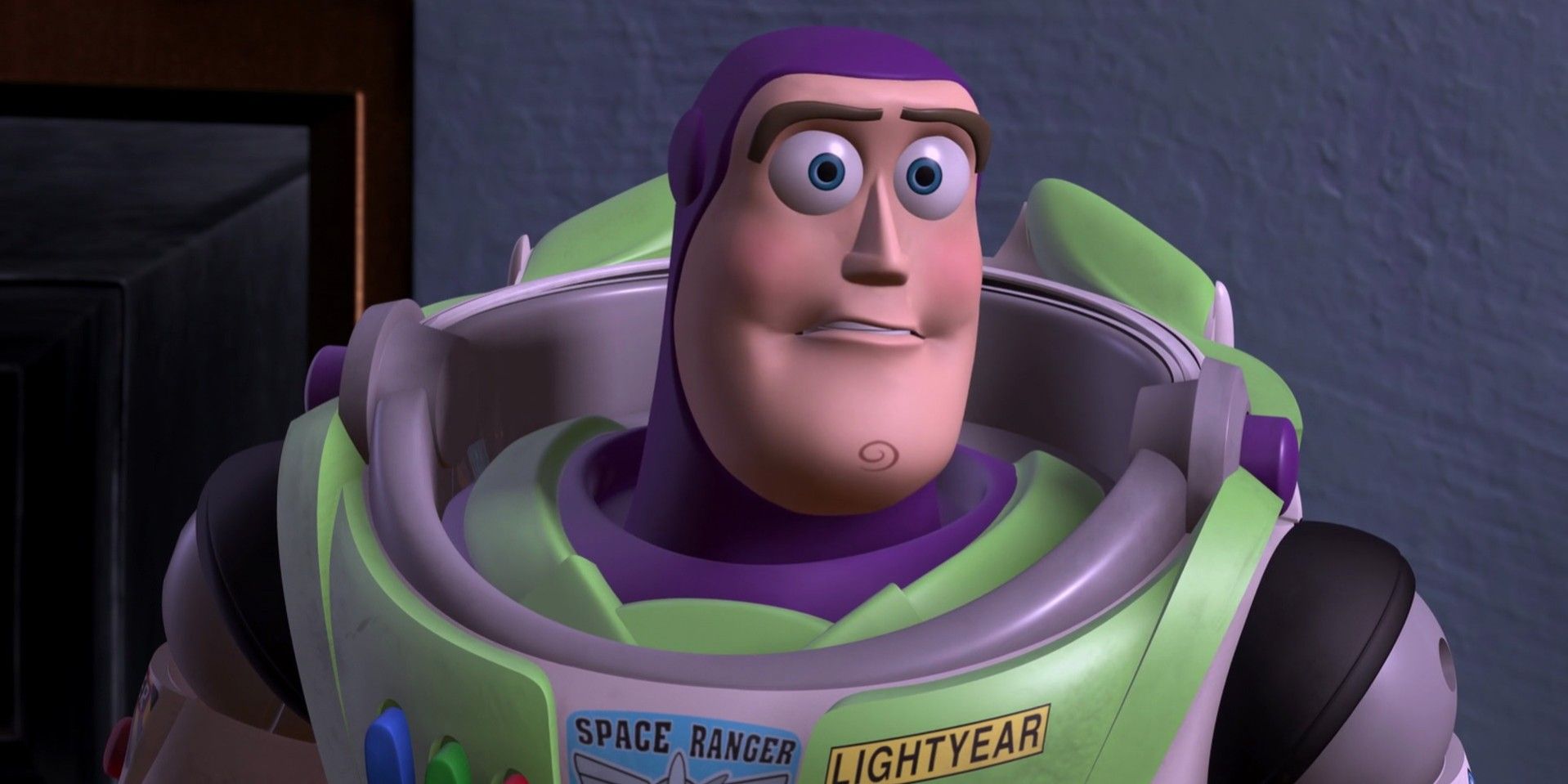Buzz lightyear looking shocked in Toy Stoyr