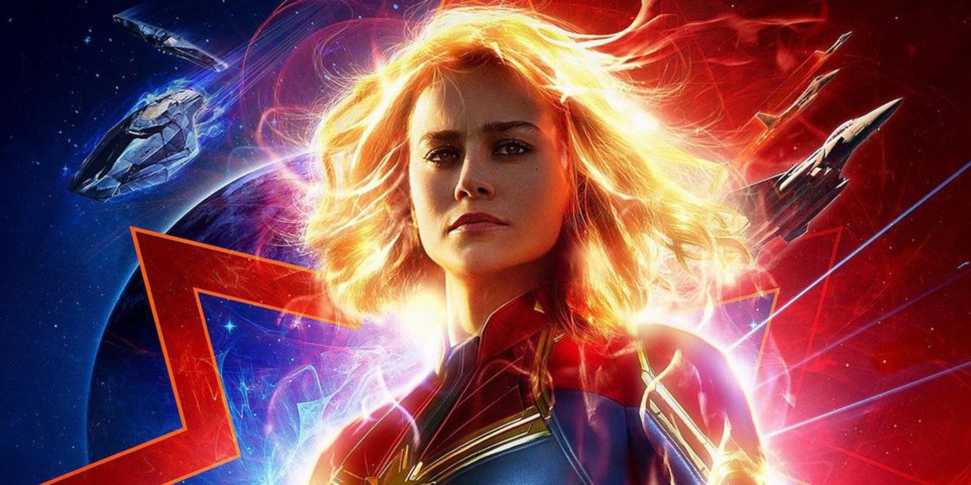 Captain Marvel on her movie poster