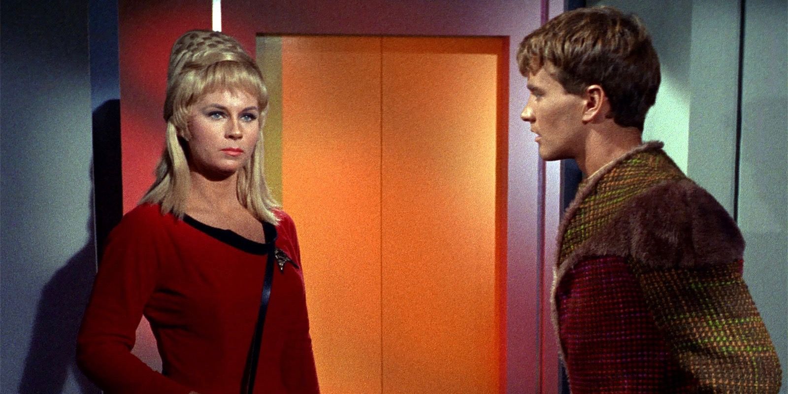 A picture of Charlie Evans and Yeoman Rand in Star Trek is shown.