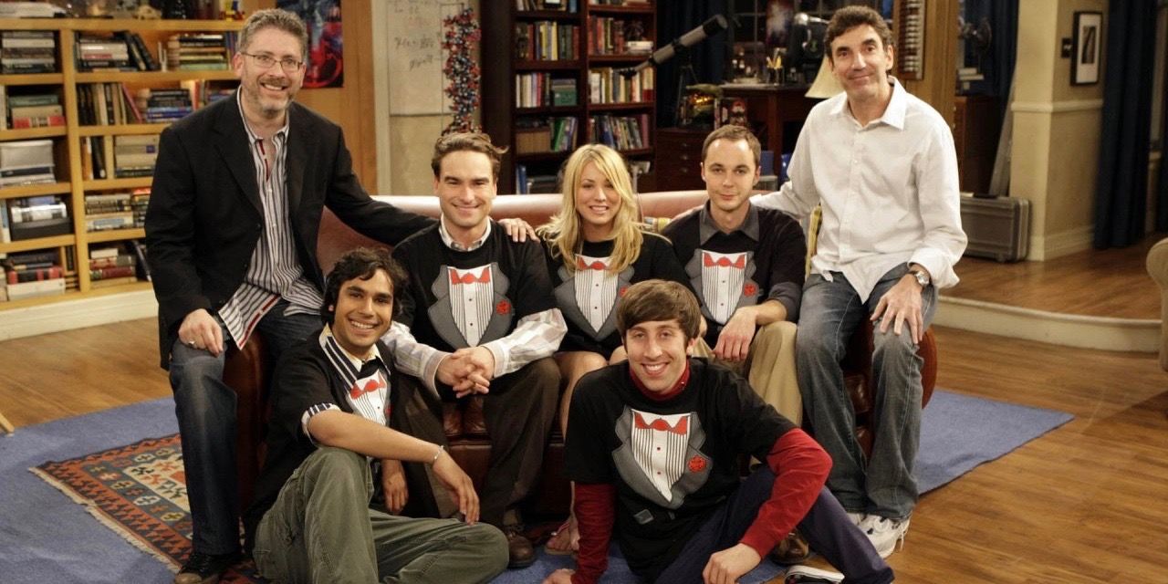 Chuck Lorre and Bill Prady With Cast of The Big Bang Theory