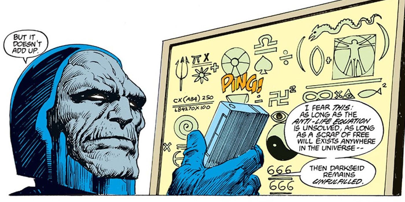Darkseid looking at the Anti-Life Equation